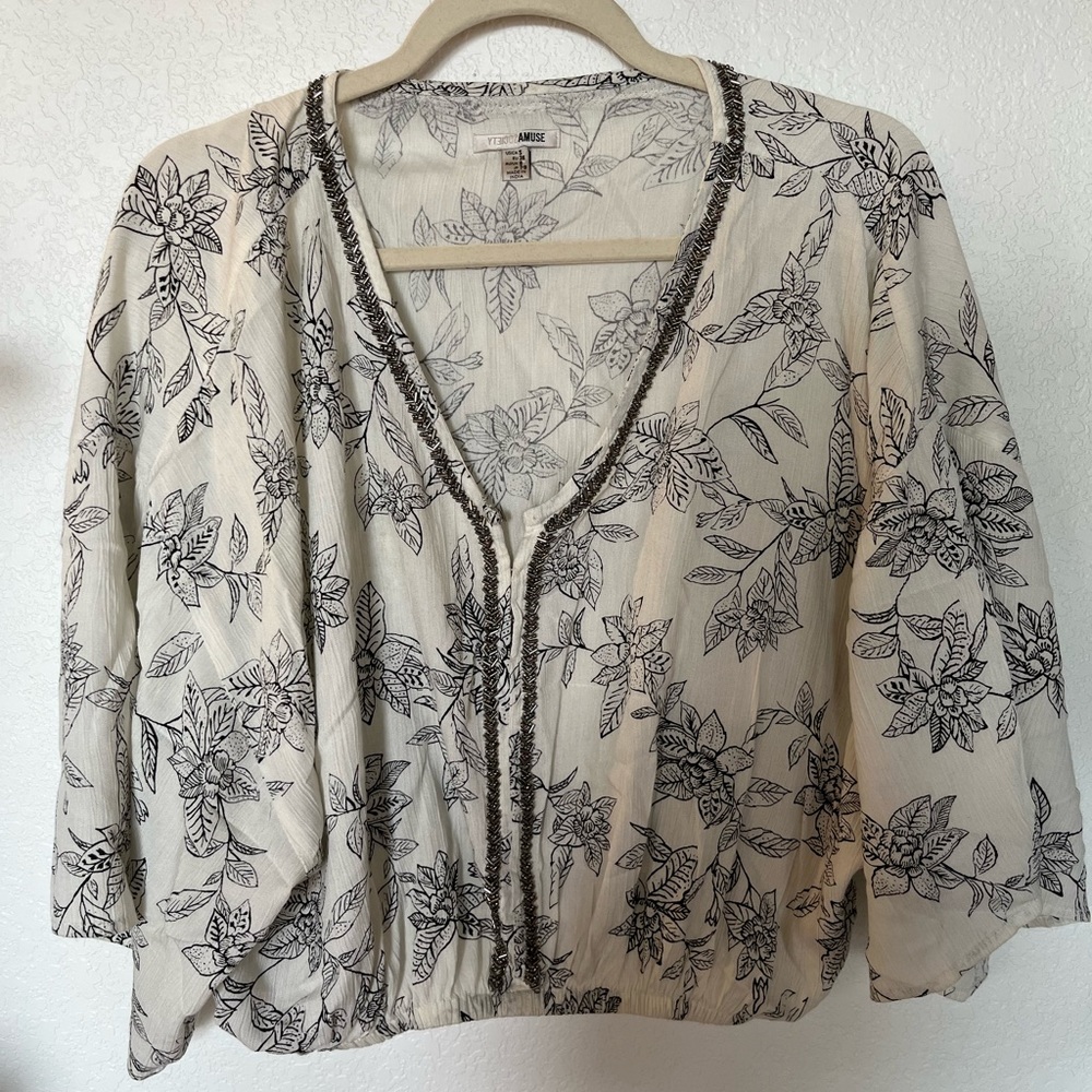 Revolve cream beaded top